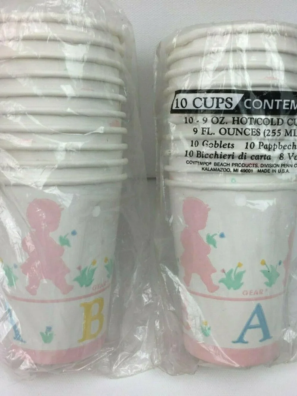 Vintage 90's Baby Shower Party Supplies Cups Plates and Party Invites